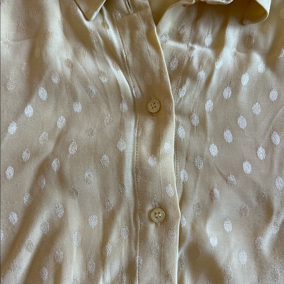 H&M Trend Yellow Gold Button Down Blouse Shirt Top Long Sleeve Polka Dot 4 US - Picture 10 of 16